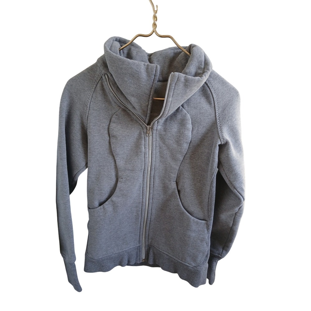 Lululemon Scuba Full Zip Gray Womens Size 6 Cowl Neck Thumbholes